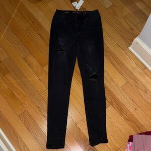APRICOT Women's Black Ripped Skinny Jeans with stretch